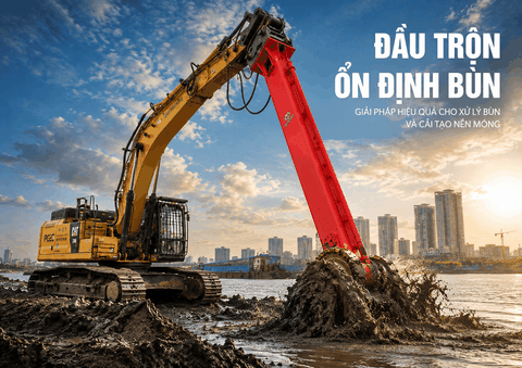 Cố hóa bùn là gì? Giải pháp xử lý nền đất yếu bằng đầu trộn cố hóa bùn gắn máy xúc