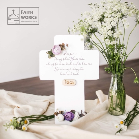 Purple Camellia 2 - Thập Tự Vòng Hoa - Silk Flower Wreath