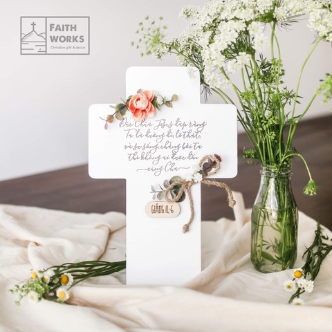 Orange Camellia - Thập Tự Vòng Hoa - Silk Flower Wreath