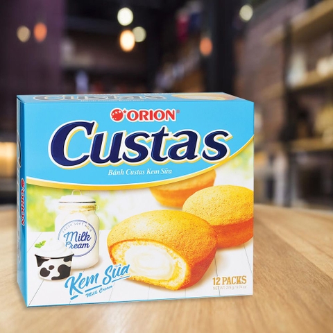 Bánh bông lan Custas nhân kem trứng/kem sữa 282g | 오리온 카스타드 오리지널/끼리크림치즈 138g