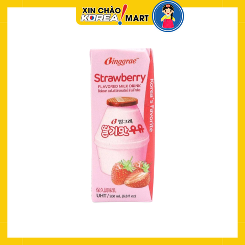 Binggrae Sữa tiệt trùng Bingrae vị dâu 200ml