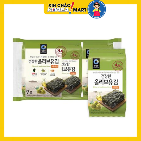 Lá kim tẩm dầu Oliu Chungjungone 5g x 9 gói | [청정원] 올리브유 재래김 9절11매9봉