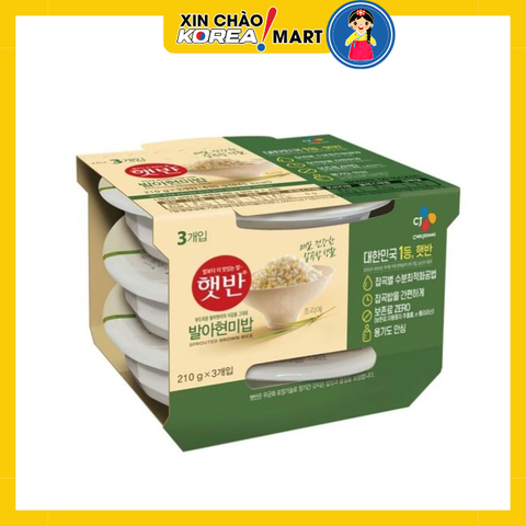Cơm gạo mầm lốc CJ 210g x 3 hộp | 햇반 발아현미밥 210g 3 번들