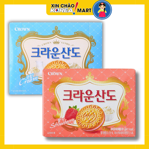 Bánh quy Crown Sando vị kem/vị dâu 161g | 해태 크라운산도 크림/딸기 161g