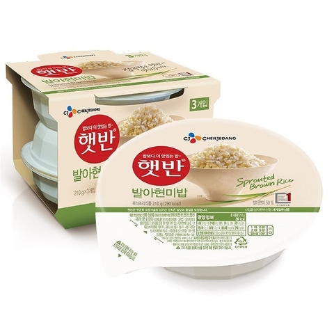 Cơm gạo mầm lốc CJ 210g x 3 hộp | 햇반 발아현미밥 210g 3 번들