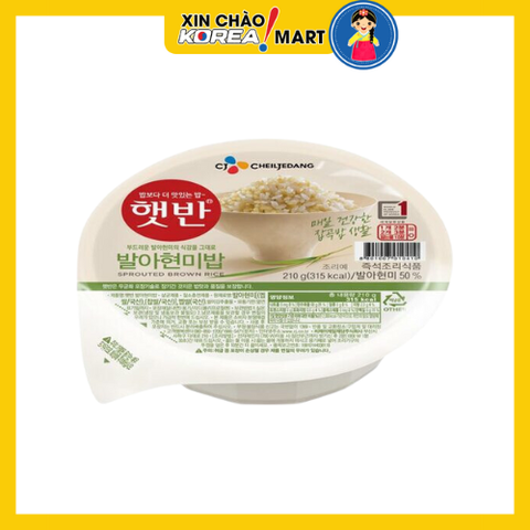 Cơm gạo mầm ăn liền Hàn Quốc CJ 210g | 햇반 발아현미밥 210g