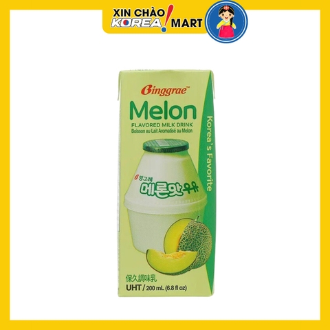 Sữa tiệt trùng Binggrae vị dưa lưới 200ml | 빙그레 메론맛 우유 200ml