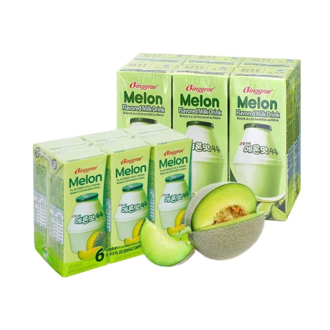 Sữa tiệt trùng Binggrae vị dưa lưới 200ml | 빙그레 메론맛 우유 200ml