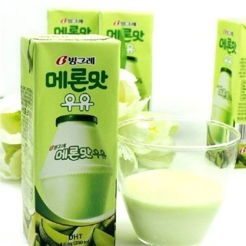 Sữa tiệt trùng Binggrae vị dưa lưới 200ml | 빙그레 메론맛 우유 200ml