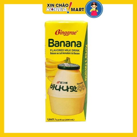 Sữa tiệt trùng Binggrae vị chuối 200ml | 빙그레 바나나우유 200ml