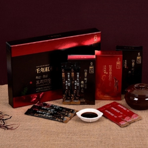 Nước hồng sâm và hắc sâm lên men (Black ginseng and Red Ginseng Premium stick set) 12ml x 30 gói | 홍삼-흑삼 프리미엄 스틱 12mlx30 stick