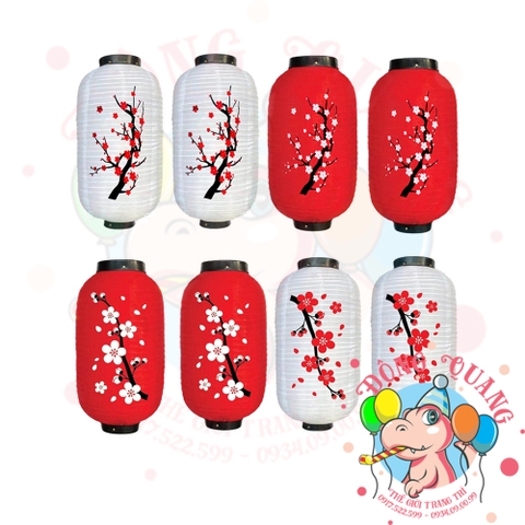 Lồng đèn Nhật Bản vải trụ Hoa Anh Đào (cặp)