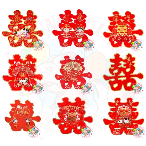 Hình dán Song hỷ nhung 3D (set 2)