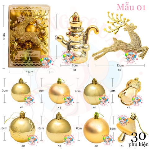 Set 30 phụ kiện giáng sinh kiểu 1