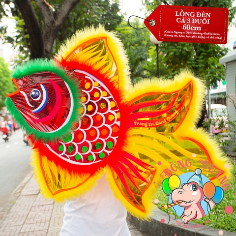 Đèn Trung thu Cá ba đuôi giấy kiếng (cỡ lớn)