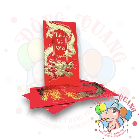 Set 6 bao lì xì đỏ may mắn (bản dài)