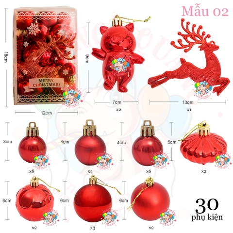 Set 30 phụ kiện giáng sinh kiểu 1