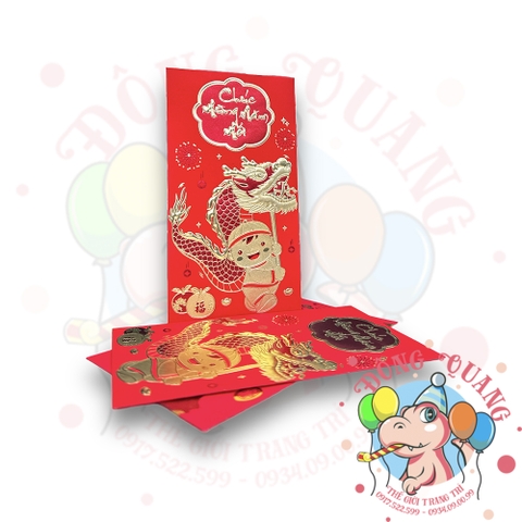 Set 6 bao lì xì đỏ may mắn (bản dài)