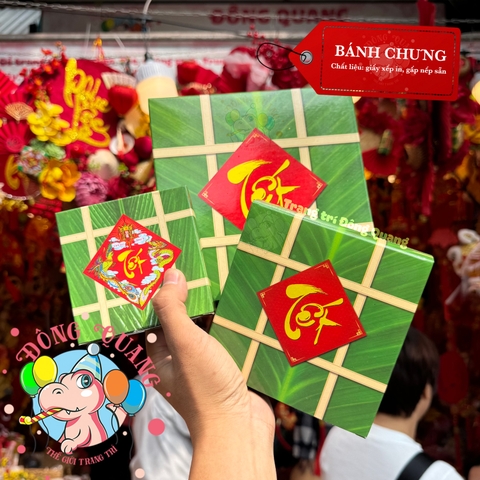 Bánh chưng, tét, dưa hấu giấy xếp