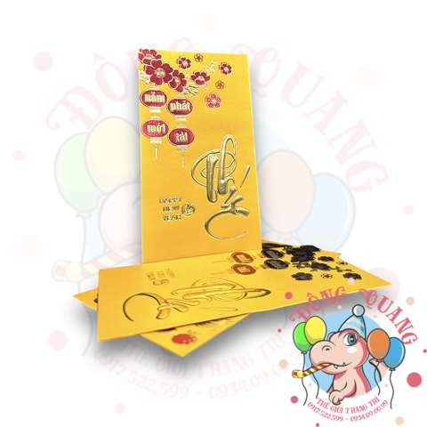 Set 6 bao lì xì vàng may mắn (bản dài)