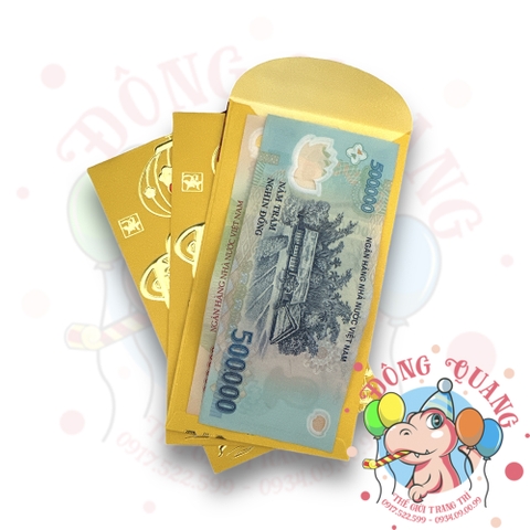 Set 6 bao lì xì vàng may mắn (bản dài)