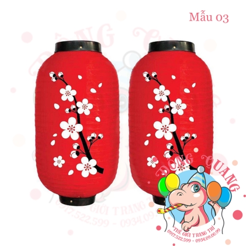 Lồng đèn Nhật Bản vải trụ Hoa Anh Đào (cặp)