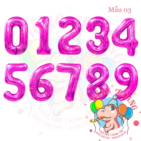 Bong bóng nhôm số (40/80/100cm) - màu pastel