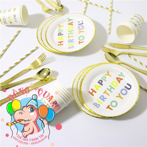 Bộ ly, đĩa chủ đề sắc màu 1 (set 10)