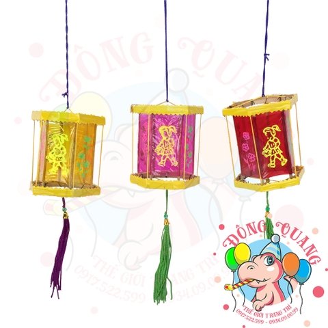 Đèn giấy kiếng khung tre mini