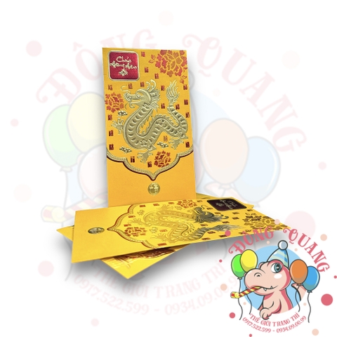 Set 6 bao lì xì vàng may mắn (bản dài)