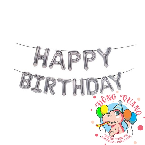 Bong bóng chữ Happy birthday (chữ mỏng - 11 mẫu)