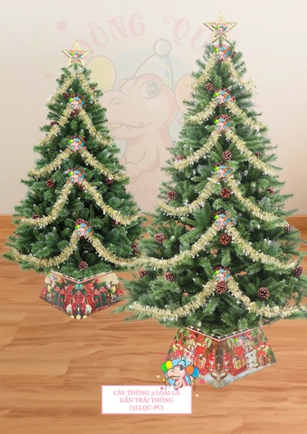 Cây thông 3 loại lá gắn trái thông