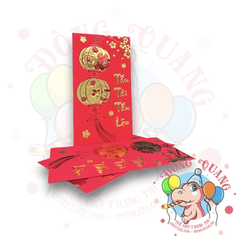 Set 6 bao lì xì đỏ may mắn (bản dài)