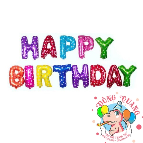 Bong bóng chữ Happy birthday (chữ dày - 5 mẫu)