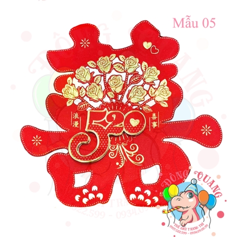 Hình dán Song hỷ nhung 3D (set 2)