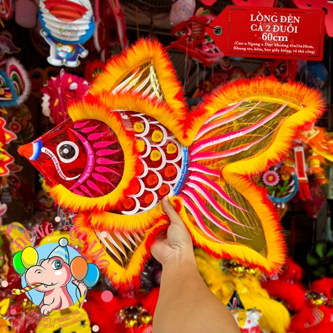 Đèn Trung thu Cá hai đuôi giấy kiếng (cỡ lớn)