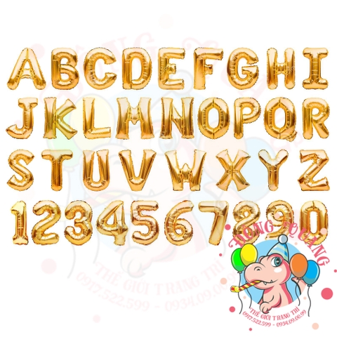 Bong bóng nhôm chữ, số (40/80/100cm) - vàng
