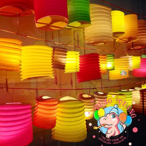 Đèn giấy xếp hình trụ đơn sắc (tròn)