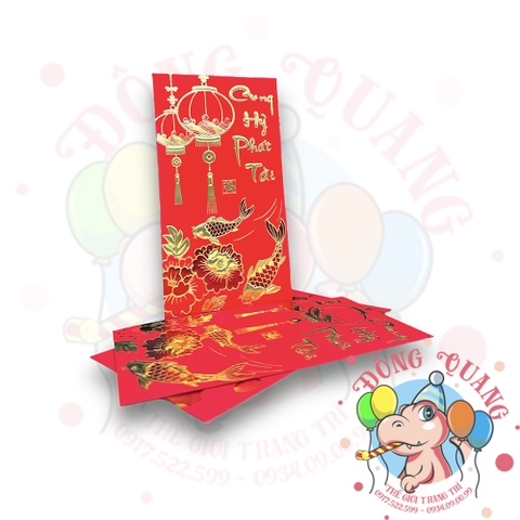 Set 6 bao lì xì đỏ may mắn (bản dài)