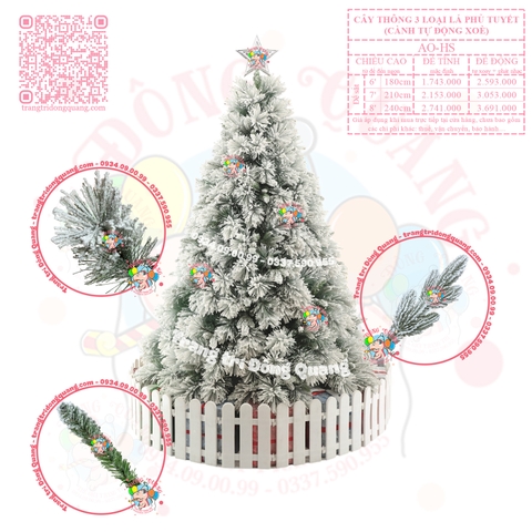 Cây thông 3 loại lá phủ tuyết (cành tự động xoè)