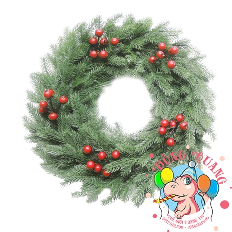 Vòng hoa nhánh thông 5 lá PE trang trí
