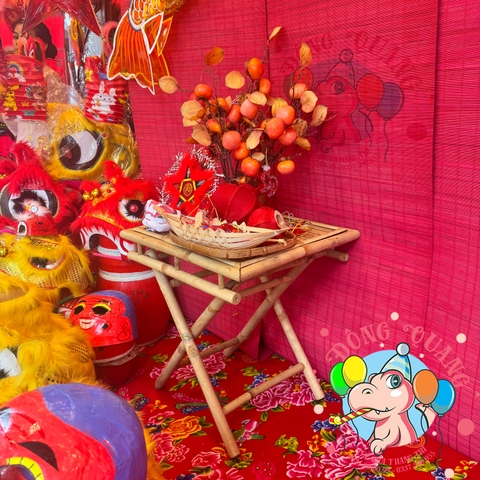 Bàn ghế tre trang trí tiểu cảnh