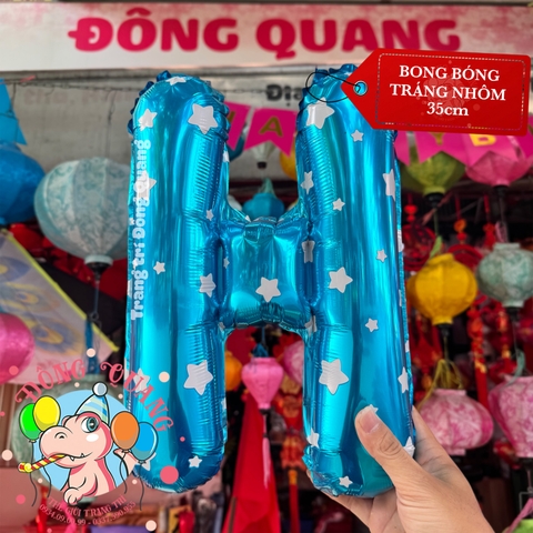Bong bóng nhôm chữ, số (40/80/100cm) - xanh sao
