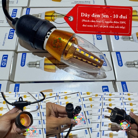 Bóng đèn LED gắn lồng đèn Hội An