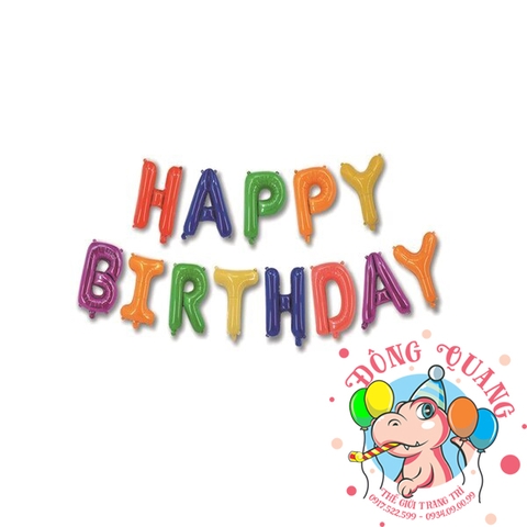 Bong bóng chữ Happy birthday (chữ mỏng - 11 mẫu)