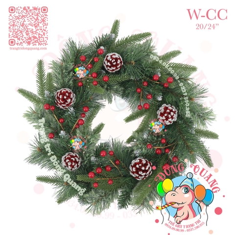 Vòng hoa đầu nhọn 4 loại lá có trang trí