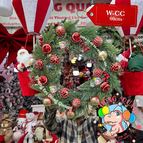 Vòng hoa đầu nhọn 4 loại lá có trang trí