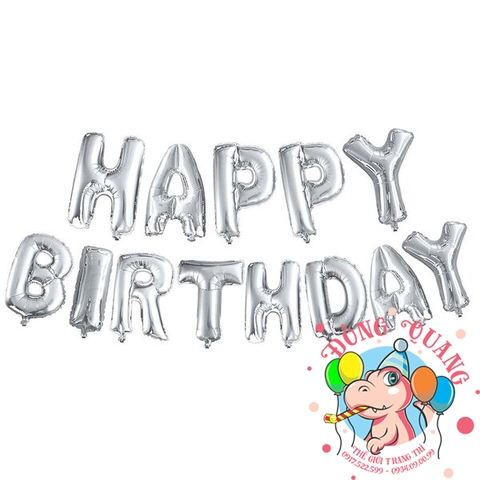Bong bóng chữ Happy birthday (chữ dày - 5 mẫu)