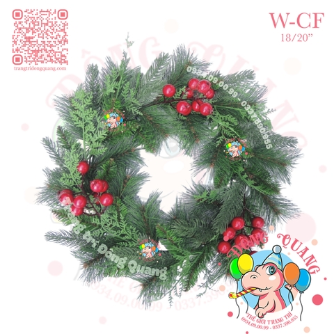 Vòng hoa 4 loại lá gắn trái đỏ