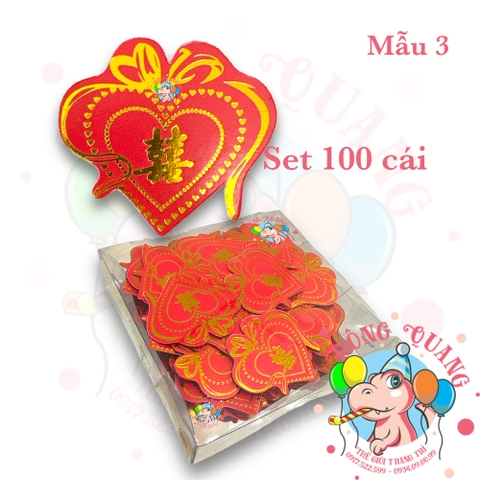 Set 100 chữ Hỷ dán áo khách dự đám cưới